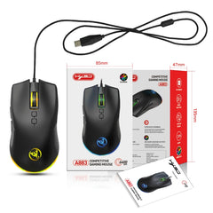 HXSJ A883 7 Keys 6400DPI RGB Light Mechanical Gaming Wired Mouse