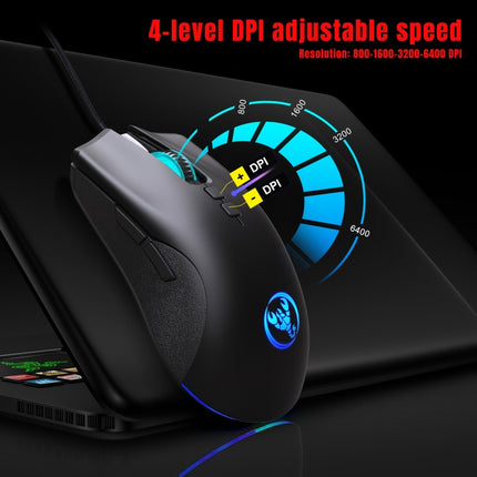 Ratón mecánico para juegos con cable y luz RGB de 7 teclas y 6400 ppp HXSJ A883
