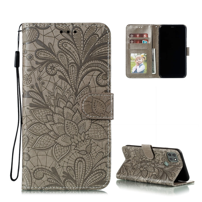Lace Flower Embossing Pattern Horizontal Flip Leather Case with Holder & Card Slots & Wallet & Photo Frame, For Motorola Moto G9 Power, For Motorola Moto G30