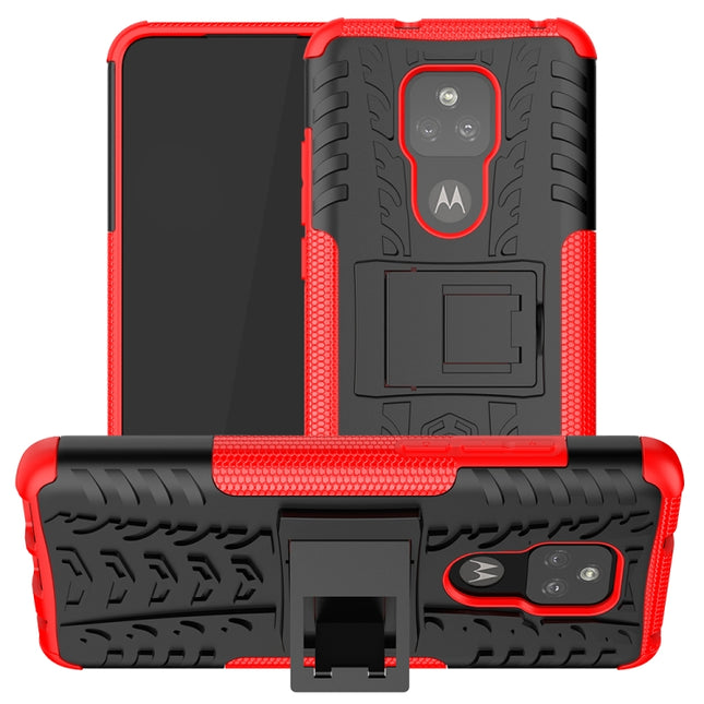 Tire Texture Shockproof TPU+PC Protective Case with Holder, For Motorola Moto G Play (2021)