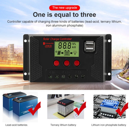 PWM Solar Controller 12V / 24V Lithium Battery Charging Photovoltaic Panel Charging Street Light Controller with Dual USB Output, CPLS-10A, CPLS-20A, CPLS-30A, CPLS-40A