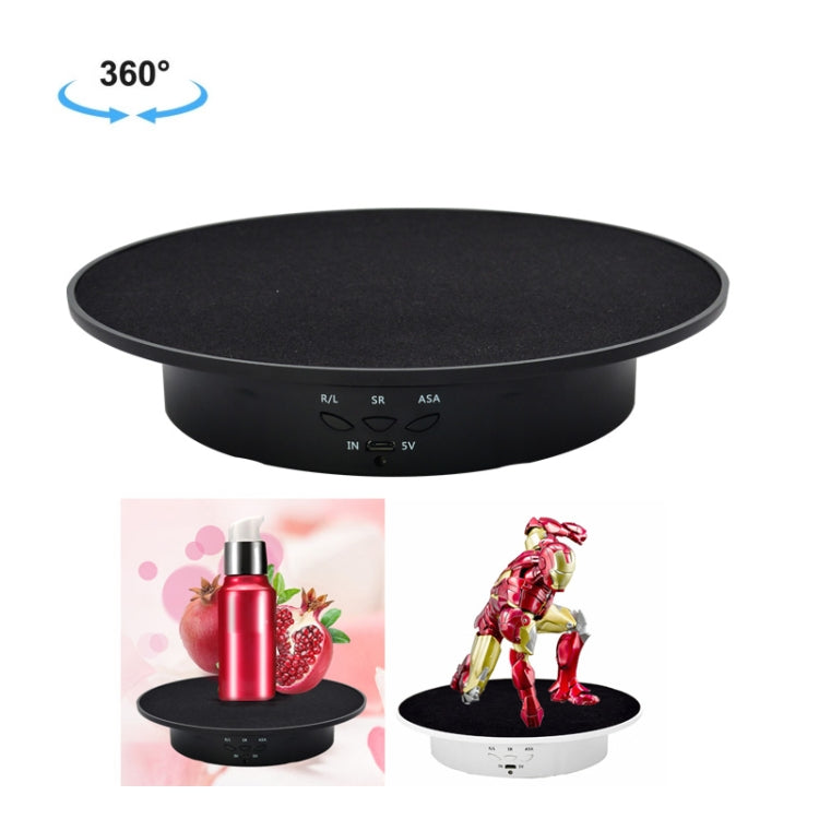 20cm USB Electric Rotating Turntable Display Stand Video Shooting Props Turntable for Photography, Load: 8kg, 20cm(Black Velvet), 20cm (White Base Black Velvet), 20cm (White Base White Velvet)