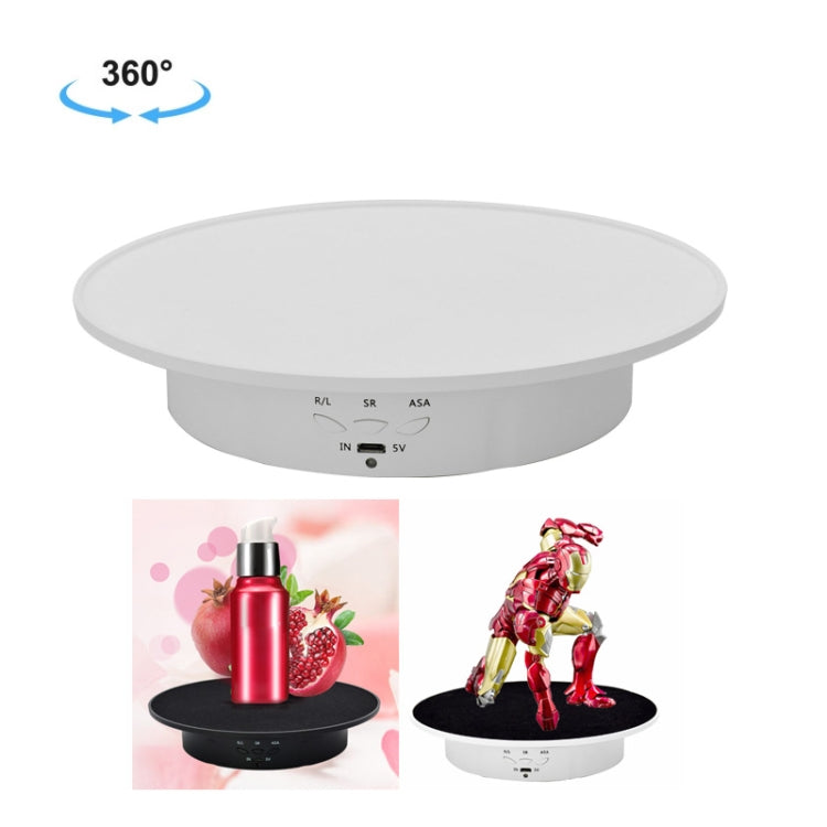 20cm USB Electric Rotating Turntable Display Stand Video Shooting Props Turntable for Photography, Load: 8kg, 20cm(Black Velvet), 20cm (White Base Black Velvet), 20cm (White Base White Velvet)