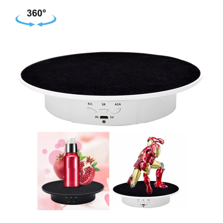 20cm USB Electric Rotating Turntable Display Stand Video Shooting Props Turntable for Photography, Load: 8kg, 20cm(Black Velvet), 20cm (White Base Black Velvet), 20cm (White Base White Velvet)