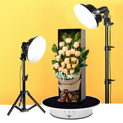 20cm USB Electric Rotating Turntable Display Stand Video Shooting Props Turntable for Photography, Load: 8kg, 20cm(Black Velvet), 20cm (White Base Black Velvet), 20cm (White Base White Velvet)