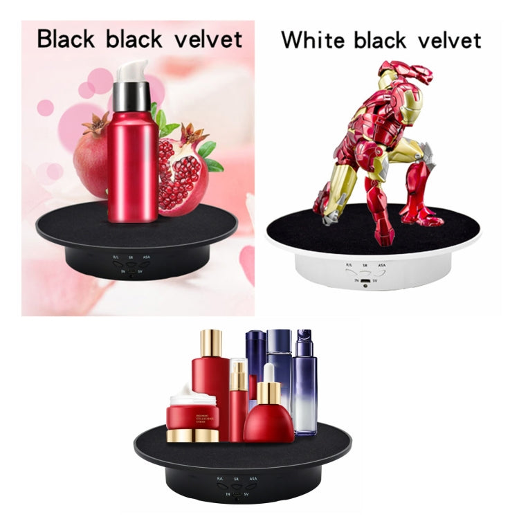 20cm USB Electric Rotating Turntable Display Stand Video Shooting Props Turntable for Photography, Load: 8kg, 20cm(Black Velvet), 20cm (White Base Black Velvet), 20cm (White Base White Velvet)