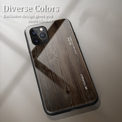 Wood Grain Tempered Glass + TPU Shockproof Case, For iPhone 12 mini, For iPhone 12 / 12 Pro, For iPhone 12 Pro Max