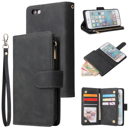 Multifunctional Retro Frosted Horizontal Flip Leather Case with Card Slot & Holder & Zipper Wallet & Photo Frame & Lanyard, For iPhone 6 & 6s, For iPhone 6 Plus & 6s Plus, For iPhone XS / X, For iPhone XR, For iPhone XS Max, For iPhone 11 Pro