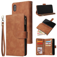 Multifunctional Retro Frosted Horizontal Flip Leather Case with Card Slot & Holder & Zipper Wallet & Photo Frame & Lanyard, For iPhone 6 & 6s, For iPhone 6 Plus & 6s Plus, For iPhone XS / X, For iPhone XR, For iPhone XS Max, For iPhone 11 Pro