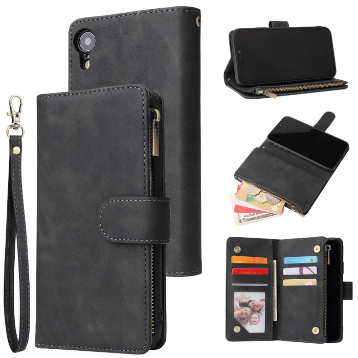 Multifunctional Retro Frosted Horizontal Flip Leather Case with Card Slot & Holder & Zipper Wallet & Photo Frame & Lanyard, For iPhone XR, For iPhone 11 Pro Max