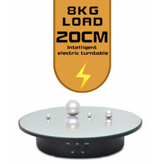 20cm USB Electric Rotating Turntable Display Stand Video Shooting Props Turntable for Photography, Load: 8kg, 20cm(Black Mirror), 20cm (White Mirror)