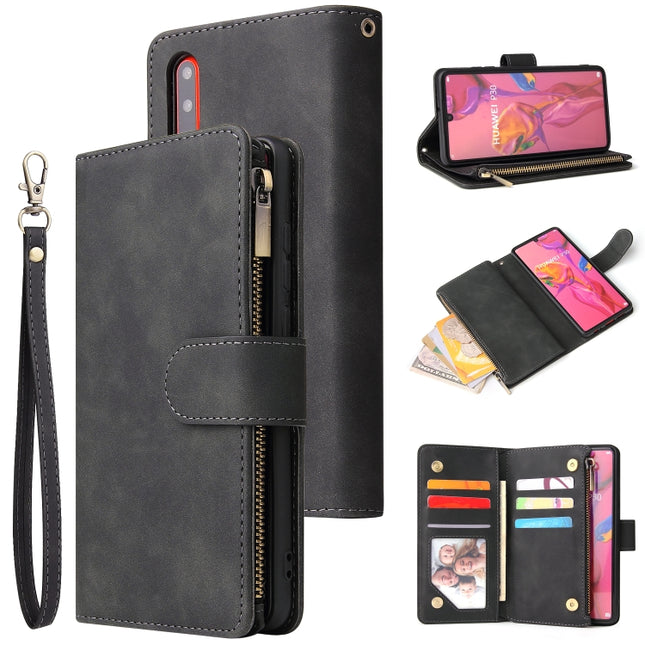 Multifunctional Retro Frosted Horizontal Flip Leather Case with Card Slot & Holder & Zipper Wallet & Photo Frame & Lanyard, For Huawei P30, For Huawei P30 Lite, For Huawei P30 Pro