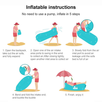 Outdoor Portable Lazy Water Inflatable Sofa Beach Grass Air Bed, Size: 200 x 70cm, 200 x 70cm Green, 200 x 70cm Pink, 200 x 70cm Rose Red, 200 x 70cm Sapphire Blue, 200 x 70cm Grass Green, 200 x 70cm Red, 200 x 70cm Yellow, 200 x 70cm Purple           ...