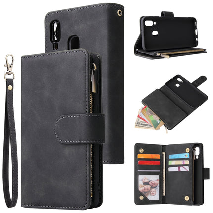 Multifunctional Retro Frosted Horizontal Flip Leather Case with Card Slot & Holder & Zipper Wallet & Photo Frame & Lanyard, For Samsung Galaxy A10, For Samsung Galaxy A20e, For Samsung Galaxy A40, For Samsung Galaxy A50, For Samsung Galaxy A70         ...