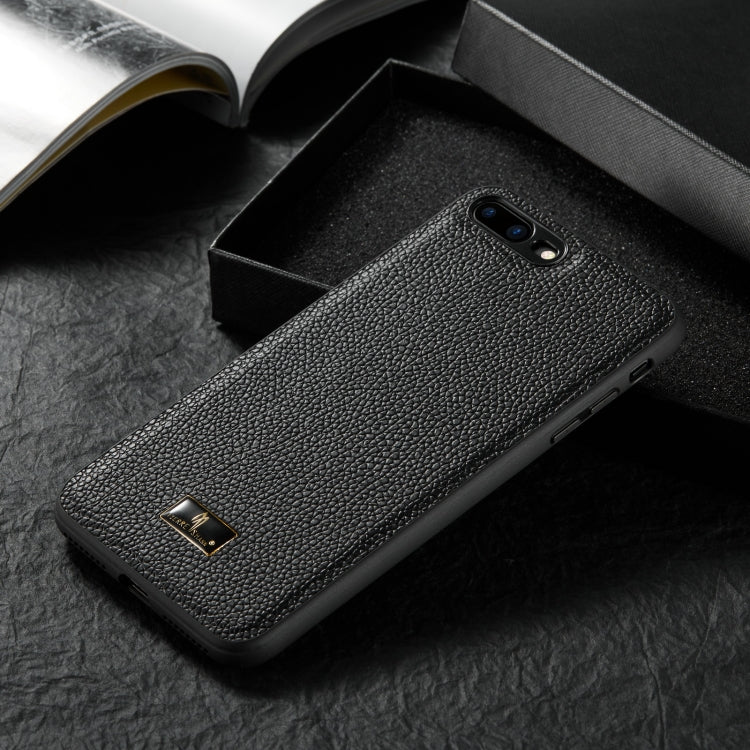 Fierre Shann Leather Texture Phone Back Cover Case, For iPhone SE 2022 / SE 2020 / 8 / 7, For iPhone 8 Plus / 7 Plus, For iPhone XS / X, For iPhone XR, For iPhone XS Max, For iPhone 11