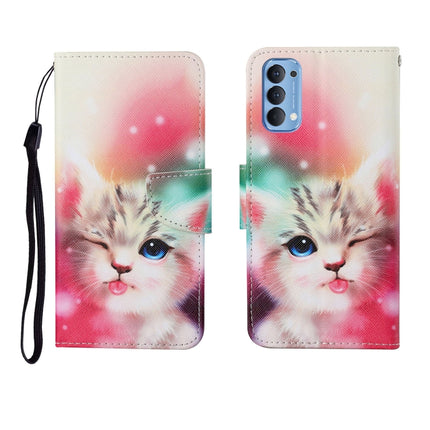 Painted Pattern Horizontal Flip Leathe Case, For OPPO Reno4