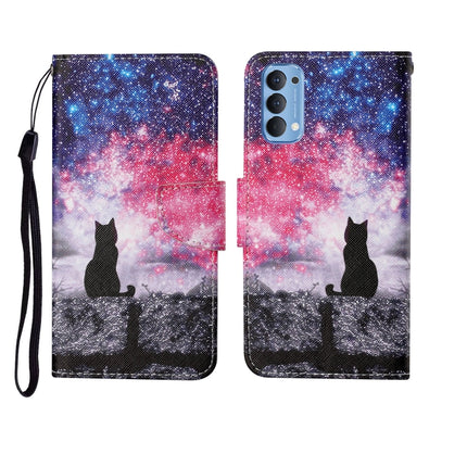Painted Pattern Horizontal Flip Leathe Case, For OPPO Reno4