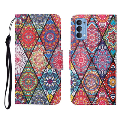 Painted Pattern Horizontal Flip Leathe Case, For OPPO Reno4