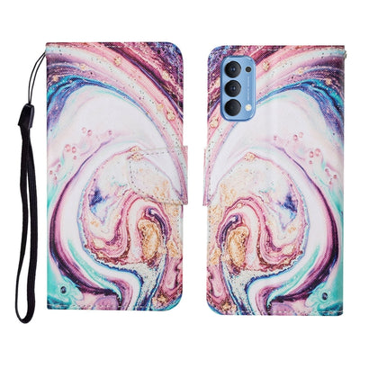 Painted Pattern Horizontal Flip Leathe Case, For OPPO Reno4