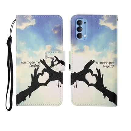 Painted Pattern Horizontal Flip Leathe Case, For OPPO Reno4