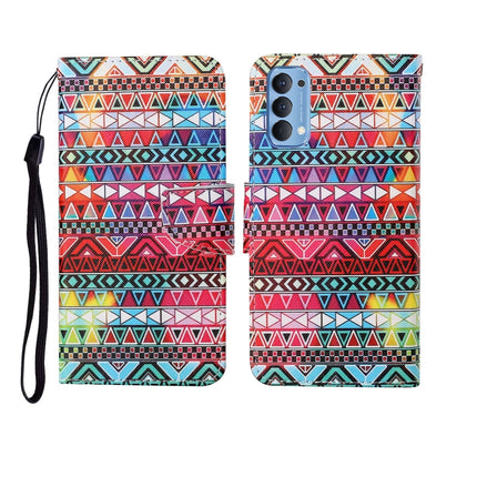 Painted Pattern Horizontal Flip Leathe Case, For OPPO Reno4
