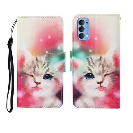 Painted Pattern Horizontal Flip Leathe Case, For OPPO Reno4 Pro