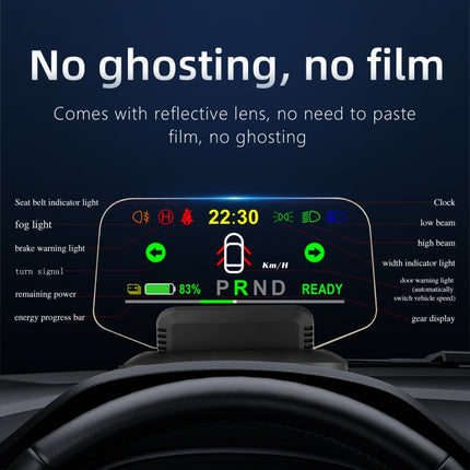 T1 5.1 inch Car HUD Head-up Display Overspeed Alarm / Remaining Battery Percentage Display for Tesla Model 3 / Y, T1  HUD