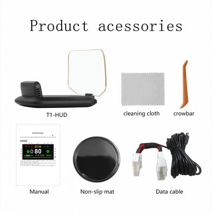 T1 5.1 inch Car HUD Head-up Display Overspeed Alarm / Remaining Battery Percentage Display for Tesla Model 3 / Y, T1  HUD