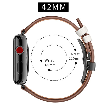 Genuine Leather + Butterfly Black Buckle Replacement Watchbands For Apple Watch Series 6 & SE & 5 & 4 44mm / 3 & 2 & 1 42mm, Black Buckle For Apple Watch Series 7 45mm / 6 & SE & 5 & 4 44mm / 3 & 2 & 1 42mm                                              ...