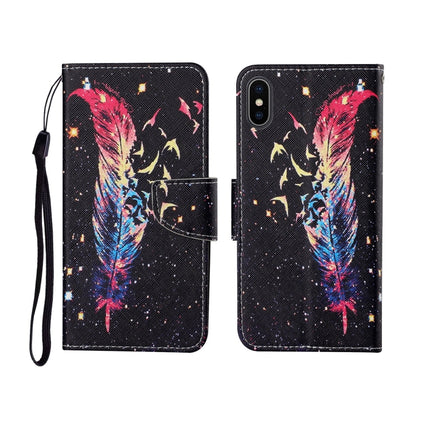 Horizontale Klapphülle aus Leder mit bemaltem Muster für iPhone X