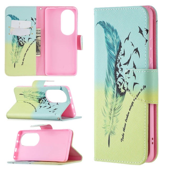 Colored Drawing Pattern Horizontal Flip Leather Case with Holder & Card Slots & Wallet, For Huawei P50 Pro, For LG K42