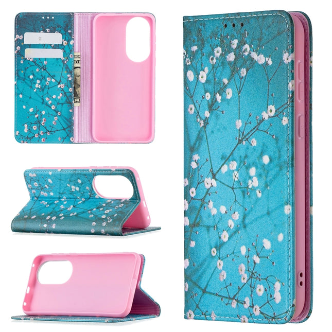 Colored Drawing Pattern Invisible Magnetic Horizontal Flip PU Leather Case with Holder & Card Slots & Wallet, For Huawei P50