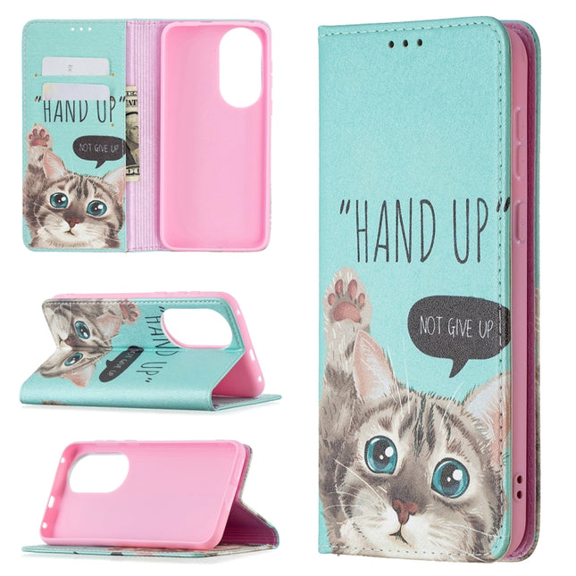 Colored Drawing Pattern Invisible Magnetic Horizontal Flip PU Leather Case with Holder & Card Slots & Wallet, For Huawei P50