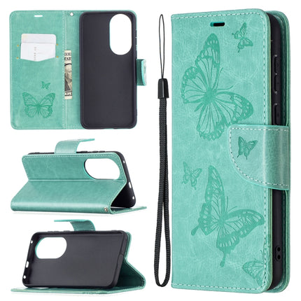 Two Butterflies Embossing Pattern Horizontal Flip Leather Case with Holder & Card Slot & Wallet & Lanyard, For LG K42, For Xiaomi Redmi Note 10 Pro, For Huawei P50, For Huawei P50 Pro