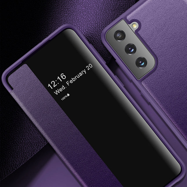 Magnetic Side Window View Shockproof Horizontal Flip Leather Case, For Samsung Galaxy S21 5G, For Samsung Galaxy S21+ 5G, For Samsung Galaxy S21 Ultra 5G, For Samsung Galaxy A12, For Samsung Galaxy S20 FE