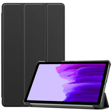 Custer Pattern Pure Color Horizontal Flip Leather Case with Three-folding Holder, For Samsung Galaxy Tab A7 Lite T225