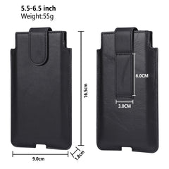 Universal Cow Leather Vertical Mobile Phone Leather Case Waist Bag For 5.5-6.5 inch and Below Phones, For 5.5-6.5 inch and Below Phones