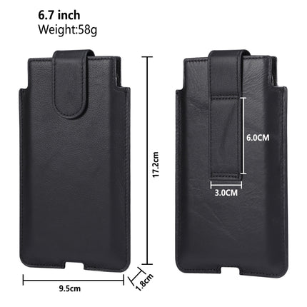 Universal Cow Leather Vertical Mobile Phone Leather Case Waist Bag For 7.2 inch and Below Phones, For 6.7 inch and Below Phones