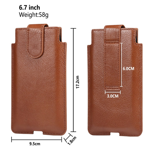 Universal Cow Leather Vertical Mobile Phone Leather Case Waist Bag For 7.2 inch and Below Phones, For 6.7 inch and Below Phones