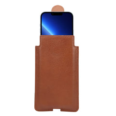 Funda de cuero de vaca universal para teléfono móvil vertical, riñonera para teléfonos de 7,2 pulgadas o menos, para teléfonos de 6,7 pulgadas o menos