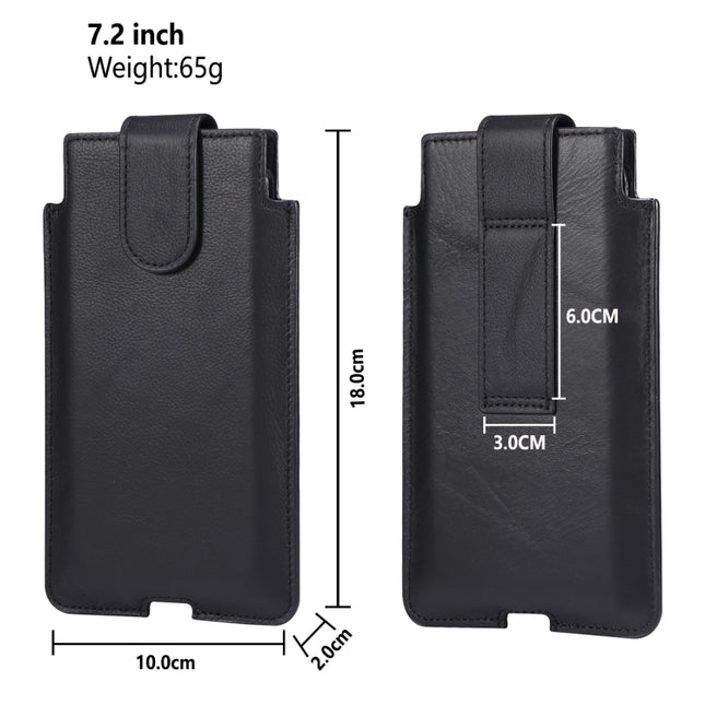 Universal Cow Leather Vertical Mobile Phone Leather Case Waist Bag For 7.2 inch and Below Phones, For 7.2 inch and Below Phones