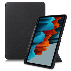 Cloth Texture Multi-folding Horizontal Flip PU Leather Shockproof Case with Holder & Sleep / Wake-up Function, For Samsung Galaxy Tab S8+ / Tab S8 Plus /  Tab S7 FE / Tab S7+ T970 / T975, For Samsung Galaxy Tab S8 / Galaxy Tab S7 T870������������������...