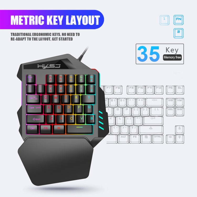 HXSJ P6+V100+A883 Keyboard Mouse Converter + One-handed Keyboard + Gaming Mouse Set, P6+V100+A883