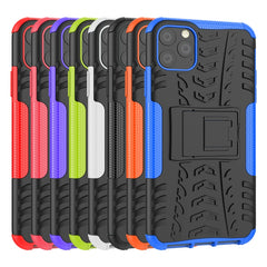 Tire Texture TPU + PC Shockproof Case with Holder, For iPhone 11 Pro Max, For iPhone 11 Pro, For iPhone 11