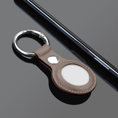 Anti-scratch Top-layer Cowhide Leather Case Cover with Switchable Keychain Ring for AirTag