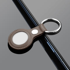 Anti-scratch Top-layer Cowhide Leather Case Cover with Switchable Keychain Ring for AirTag