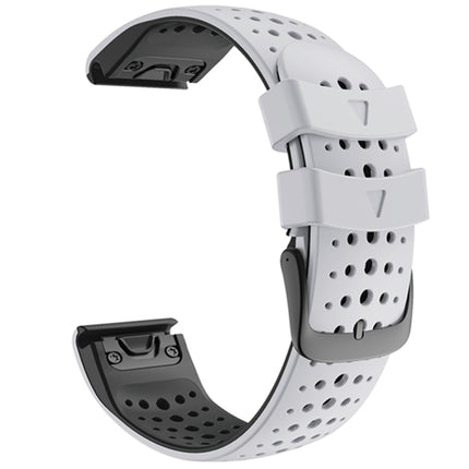 For Garmin Fenix 6 Two-color Silicone Round Hole Quick Release Replacement Strap Watchband, For Garmin Fenix 6