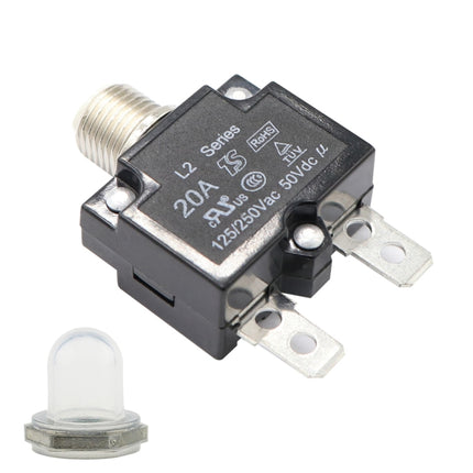 L2 Series 50V Car Overload Protector Manual Reset DC Circuit Breaker with Waterproof Cover, 5A, 10A, 15A, 20A, 30A
