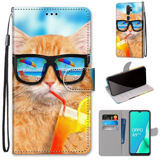 Coloured Drawing Cross Texture Horizontal Flip PU Leather Case with Holder & Card Slots & Wallet & Lanyard, For OPPO A9 (2020) / A5 (2020) / A11X / A11