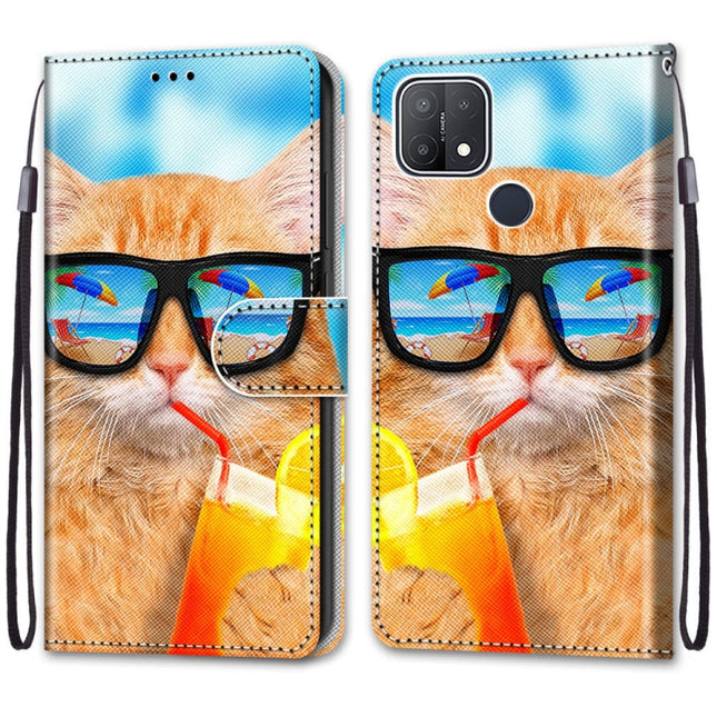 Coloured Drawing Cross Texture Horizontal Flip PU Leather Case with Holder & Card Slots & Wallet & Lanyard, For OPPO A15 / A15s